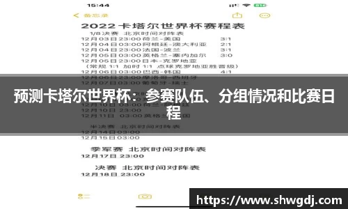 预测卡塔尔世界杯：参赛队伍、分组情况和比赛日程