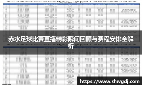 赤水足球比赛直播精彩瞬间回顾与赛程安排全解析
